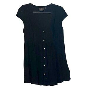 Vanessa Virginia Black Babydoll Tunic Top with Pockets Size M